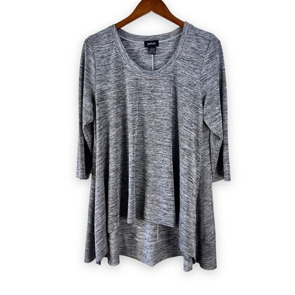 Jaipur Tops - Jaipur high-low heather black stretch top size L‎